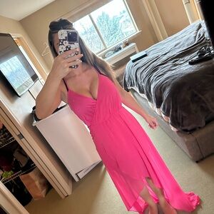 bebe Vibrant Pink High Low Dress